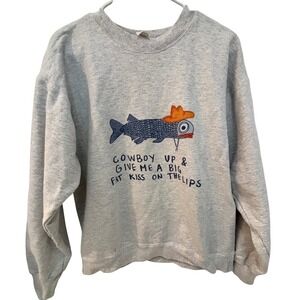 Ghost Cowboy Fish Kiss Crew Crewneck Pullover M